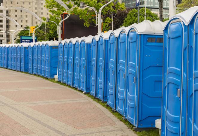 Seasonal porta potty units set up at a Farmington, New Mexico venue