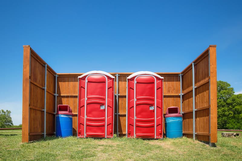 Short-term porta potty units staged for delivery in Farmington, New Mexico
